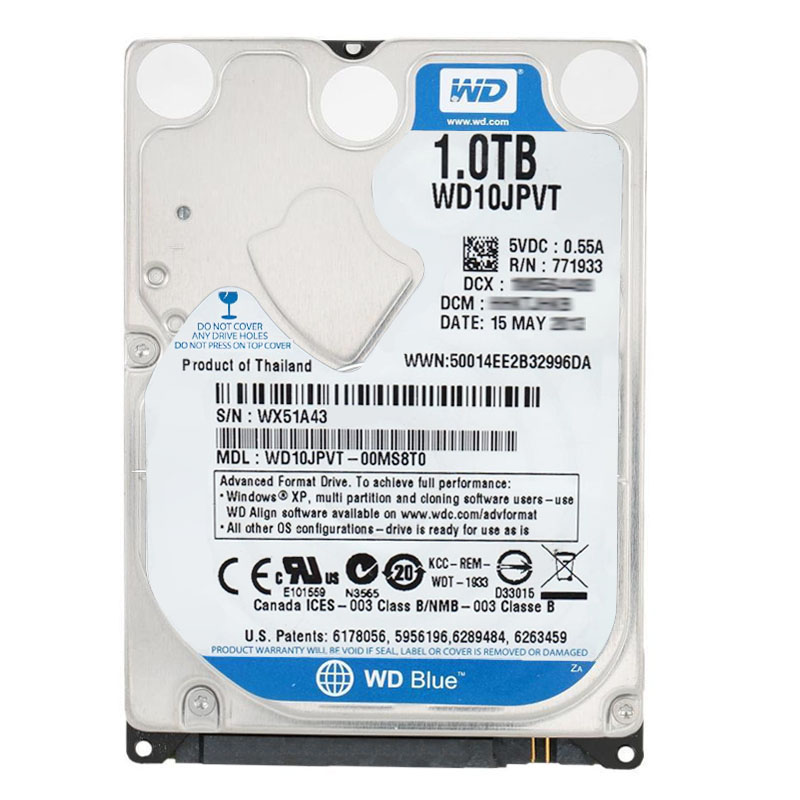 Western Digital - 1TB 5.4K SATA 3.0Gbps 2.5" 8MB Cache Hard Drive - WD10JPVT-00MS8T0