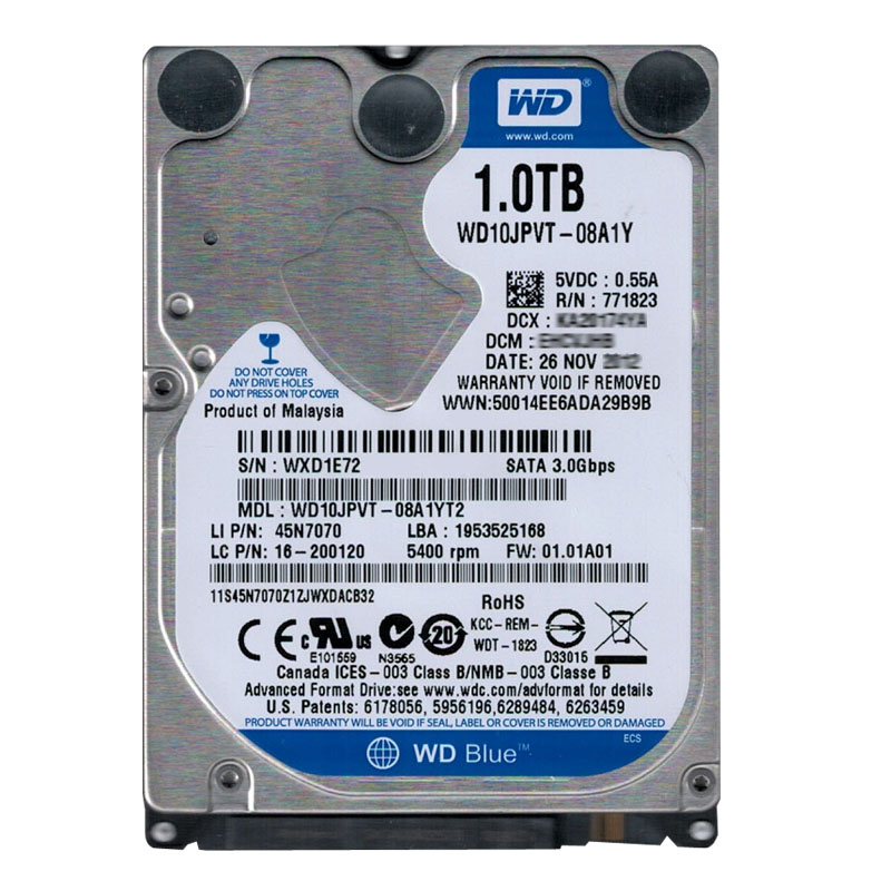 Western Digital - 1TB 5.4K SATA 3.0Gbps 2.5" 8MB Cache Hard Drive - WD10JPVT-08A1YT2