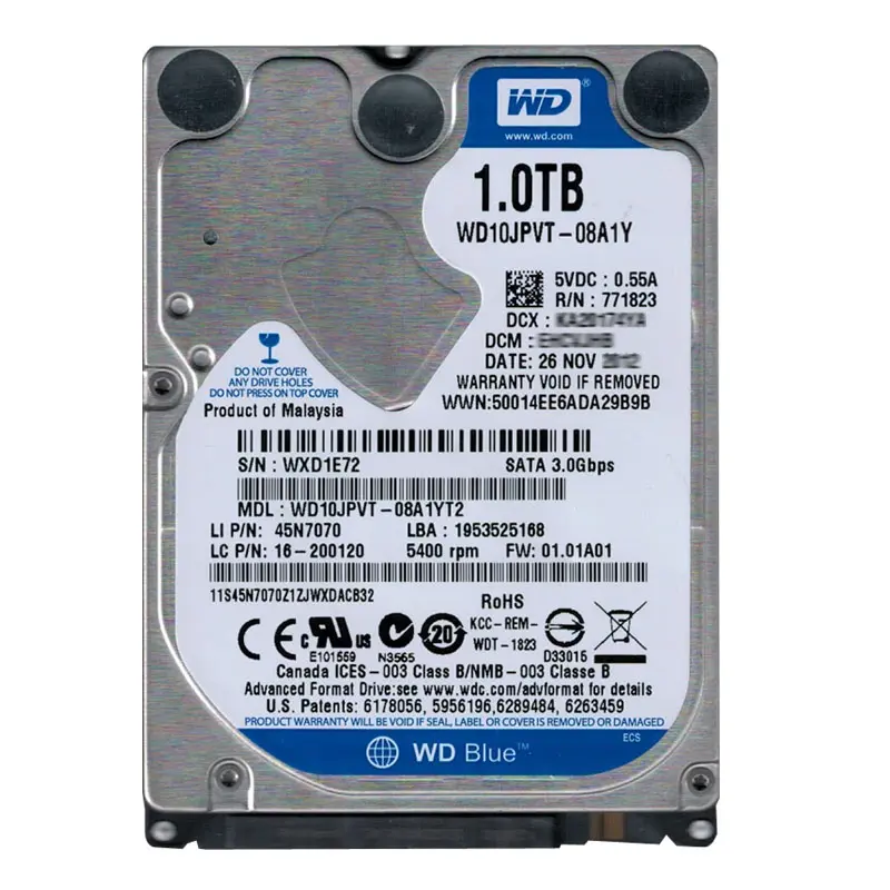 WD10JPVT-08A1YT2.jpg Western Digital - 1TB 5.4K SATA 3.0Gbps 2.5" 8MB Cache Hard Drive - WD10JPVT-08A1YT2 - Image 1