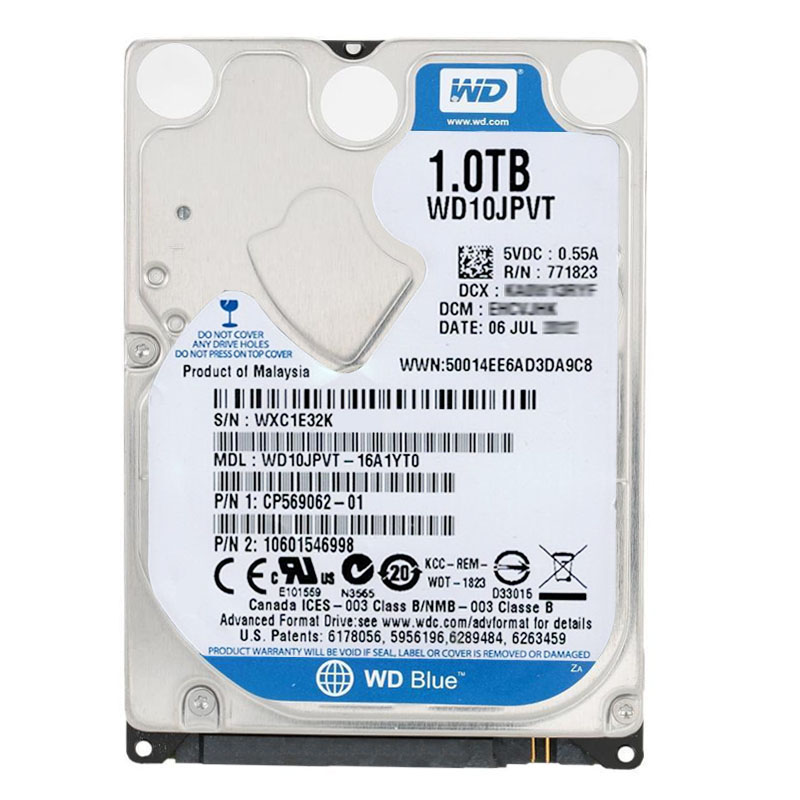 Western Digital - 1TB 5.4K SATA 3.0Gbps 2.5" 8MB Cache Hard Drive - WD10JPVT-16A1YT0