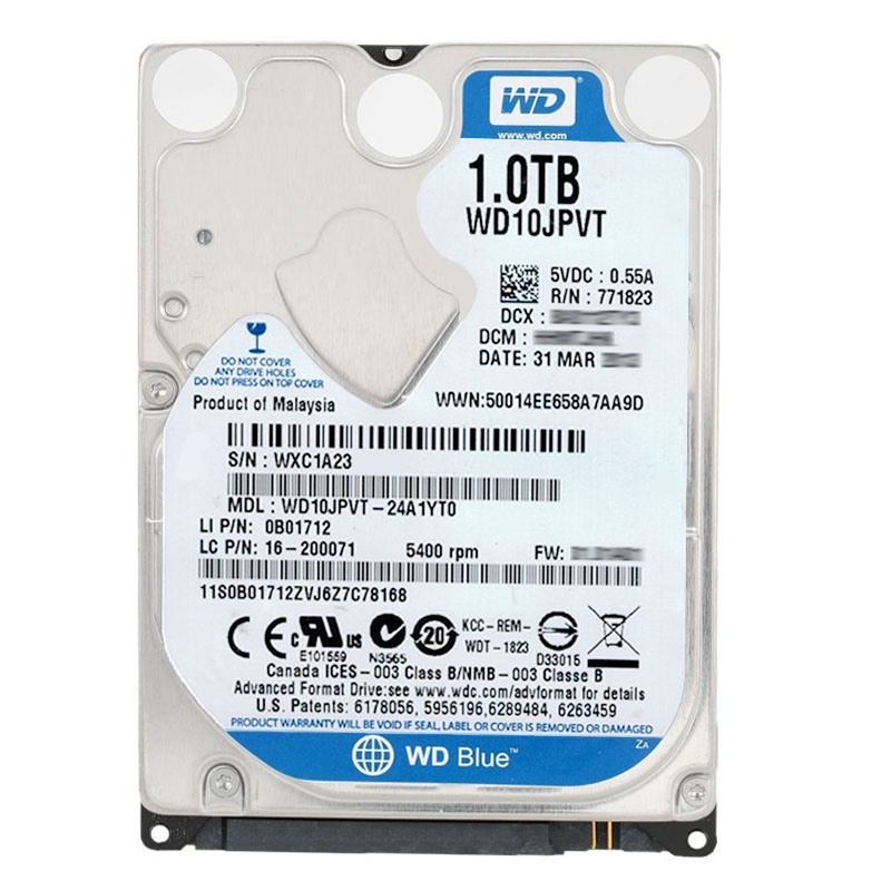 Western Digital - 1TB 5.4K SATA 3.0Gbps 2.5" 8MB Cache Hard Drive - WD10JPVT-24A1YT0
