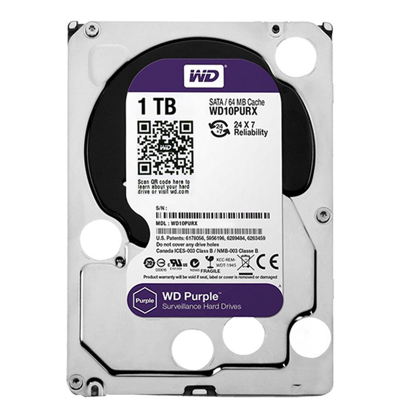 Western Digital - 1TB 5.4K SATA 6.0Gbps 3.5" 64MB Hard Drive - WD10PURX