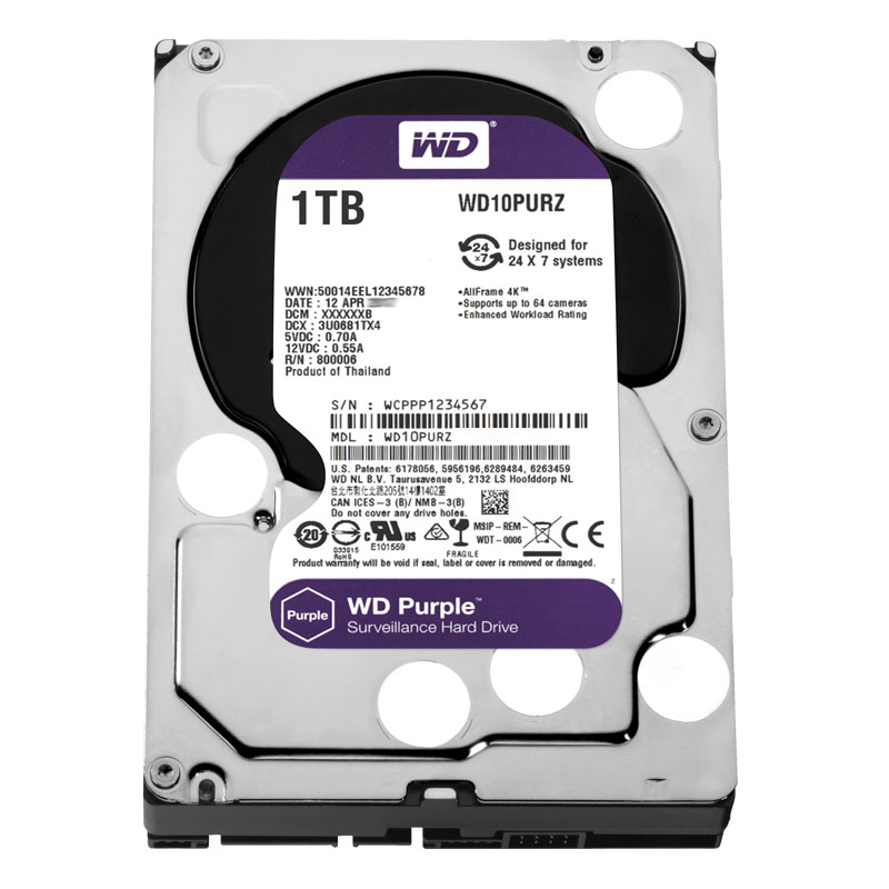 Western Digital - 1TB 5.4K SATA 6.0Gbps 3.5" 64MB Cache Hard Drive - WD10PURZ