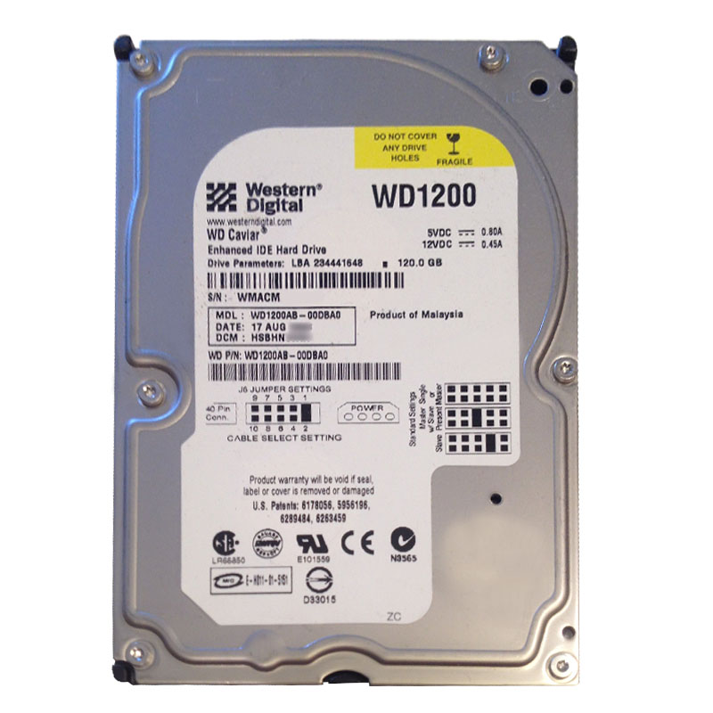 WD1200AB-00DBA0.jpg Western Digital - 120GB 5.4K EIDE 3.5" 2MB Cache Hard Drive - WD1200AB-00DBA0 - Image 1