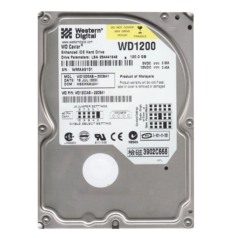 Western Digital - 120GB 5.4K EIDE 3.5" 2MB Cache Hard Drive - WD1200AB-22CBA1