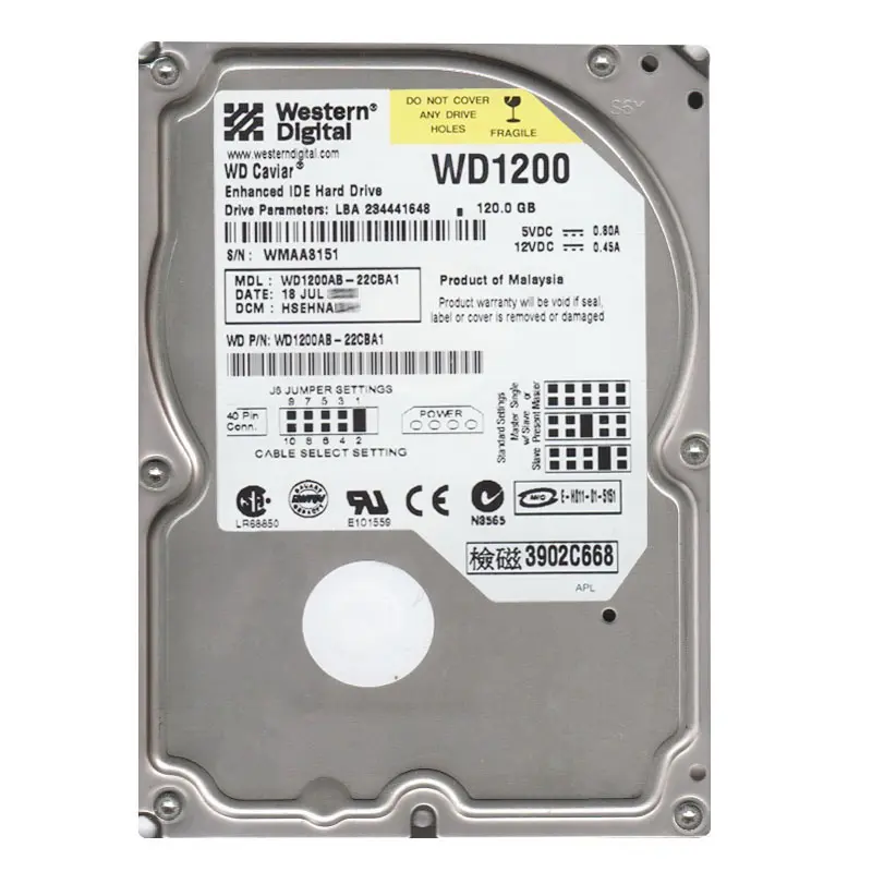 WD1200AB-22CBA1.jpg Western Digital - 120GB 5.4K EIDE 3.5" 2MB Cache Hard Drive - WD1200AB-22CBA1 - Image 1