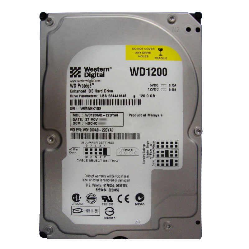 Western Digital - 120GB 5.4K EIDE 3.5" 2MB Cache Hard Drive - WD1200AB-22DYA0