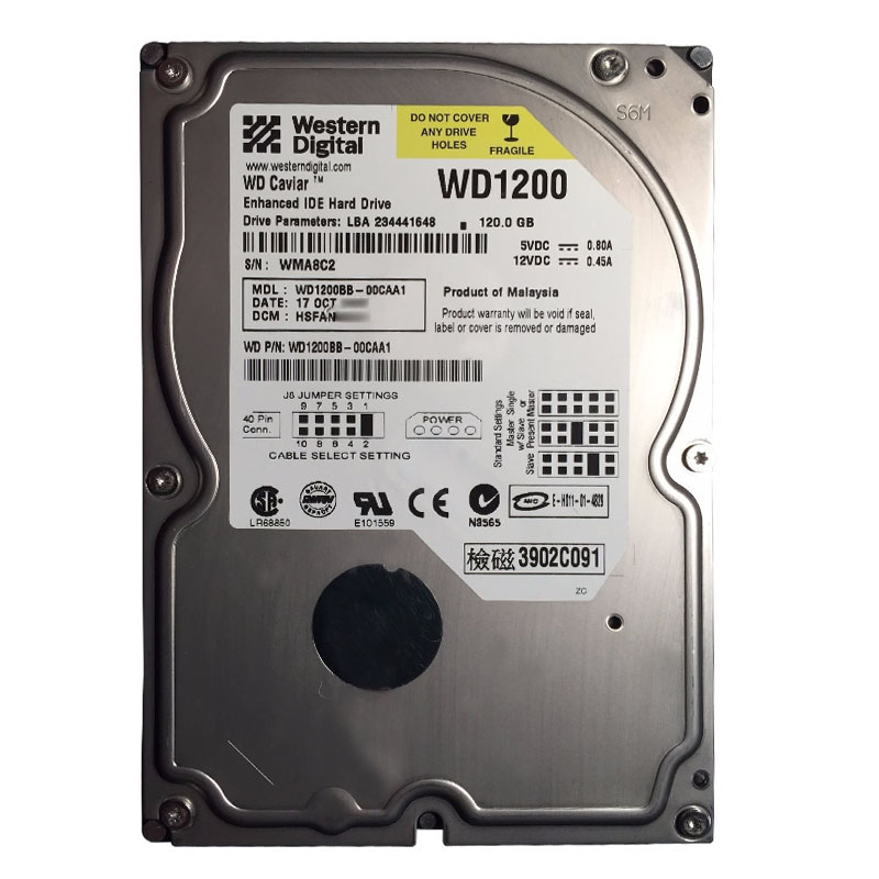 Western Digital - 120GB 7.2K IDE Ultra-ATA/100 3.5" 2MB Cache Hard Drive - WD1200BB-00CAA1