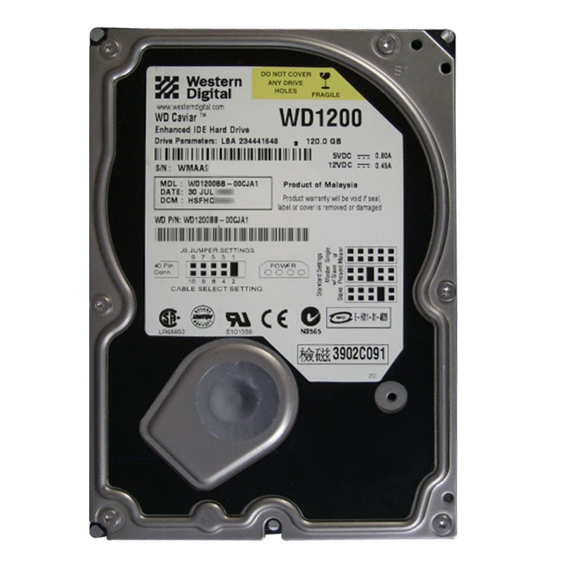 Western Digital - 120GB 7.2K IDE Ultra-ATA/100 3.5" 2MB Cache Hard Drive - WD1200BB-00CJA1