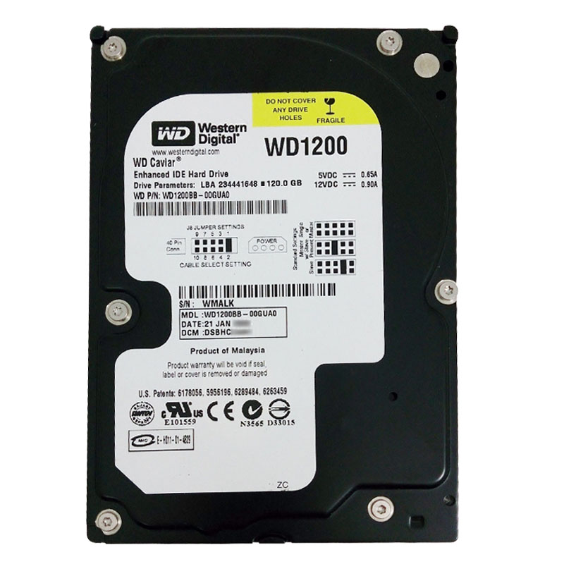 WD1200BB-00GUA0.jpg Western Digital - 120GB 7.2K IDE Ultra-ATA/100 3.5" 2MB Cache Hard Drive - WD1200BB-00GUA0 - Image 1
