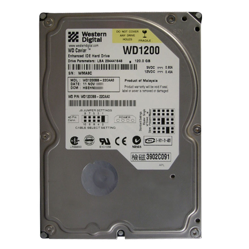 Western Digital - 120GB 7.2K IDE Ultra-ATA/100 3.5" 2MB Cache Hard Drive - WD1200BB-22CAA0
