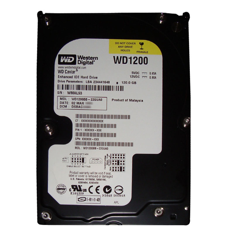 WD1200BB-22GUA0.jpg Western Digital - 120GB 7.2K IDE Ultra-ATA/100 3.5" 2MB Cache Hard Drive - WD1200BB-22GUA0 - Image 1