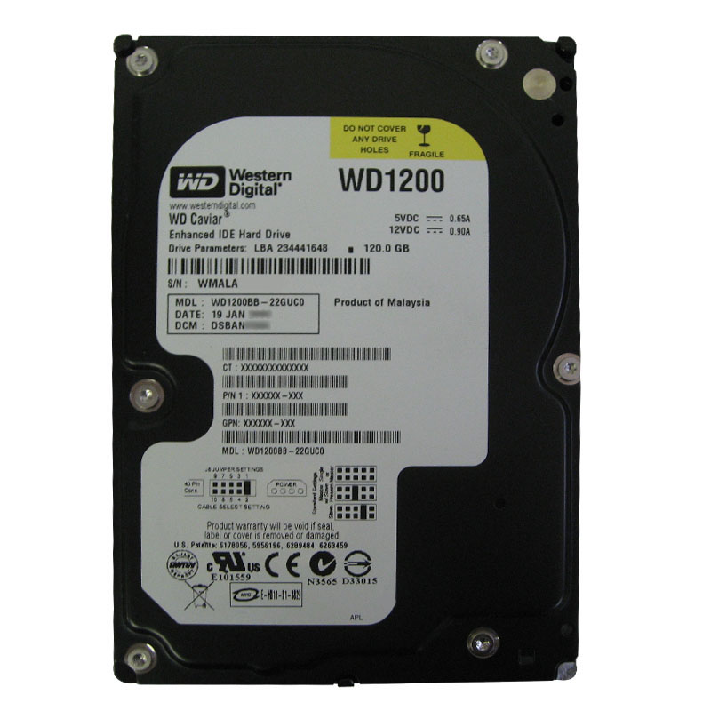 WD1200BB-22GUC0.jpg Western Digital - 120GB 7.2K IDE Ultra-ATA/100 3.5" 2MB Cache Hard Drive - WD1200BB-22GUC0 - Image 1