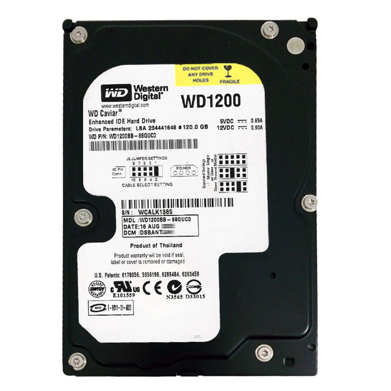 Western Digital - 120GB 7.2K EIDE 3.5" 2MB Cache Hard Drive - WD1200BB-88GUC0