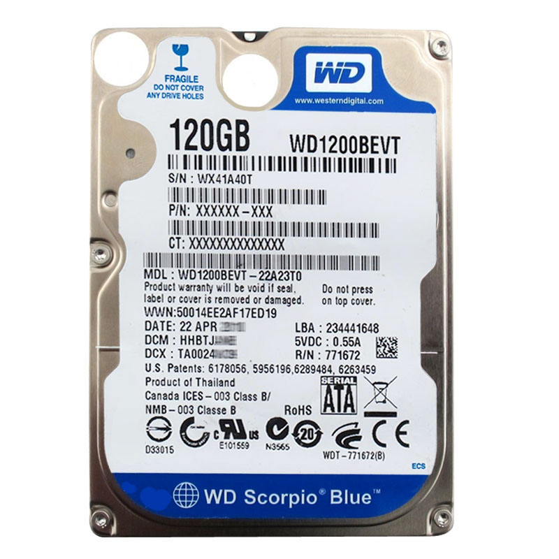Western Digital - 120GB 5.4K SATA 3.0Gbps 2.5" 8MB Hard Drive - WD1200BEVT-22A23T0