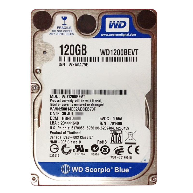 Western Digital - 120GB 5.4K SATA 3.0Gbps 2.5" 8MB Hard Drive - WD1200BEVT