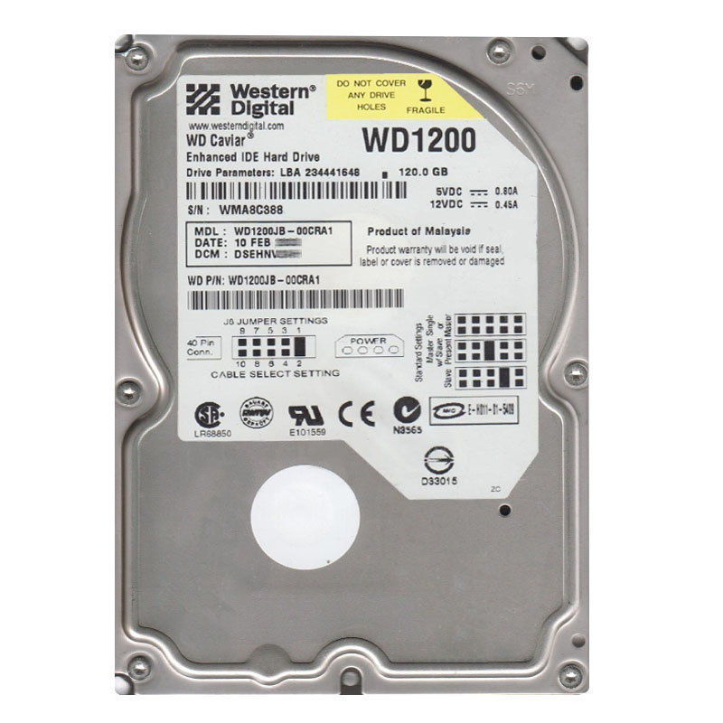 Western Digital - 120GB 7.2K EIDE 3.5" 8MB Cache Hard Drive - WD1200JB-00CRA1