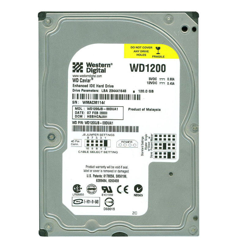 WD1200JB-00DUA1.jpg Western Digital - 120GB 7.2K EIDE 3.5" 8MB Cache Hard Drive - WD1200JB-00DUA1 - Image 1