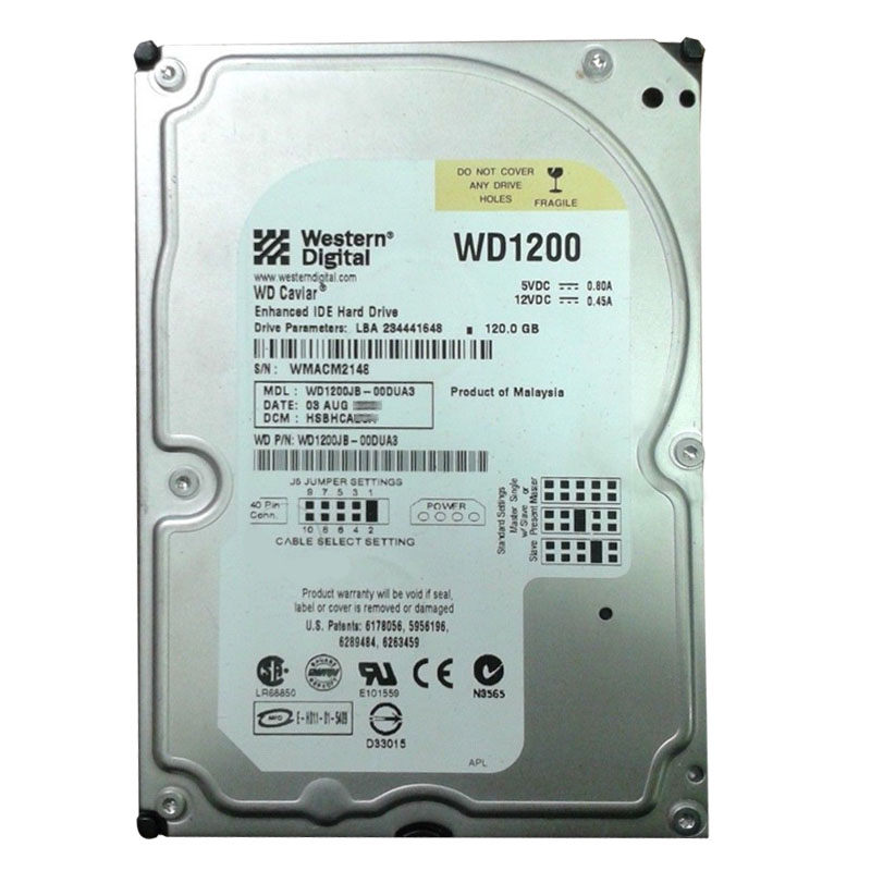 Western Digital - 120GB 7.2K EIDE 3.5" 8MB Cache Hard Drive - WD1200JB-00DUA3