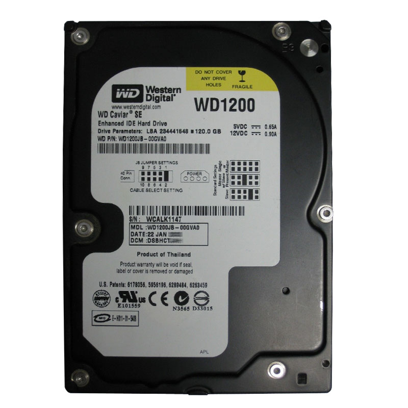 Western Digital - 120GB 7.2K EIDE 3.5" 8MB Cache Hard Drive - WD1200JB-00GVA0