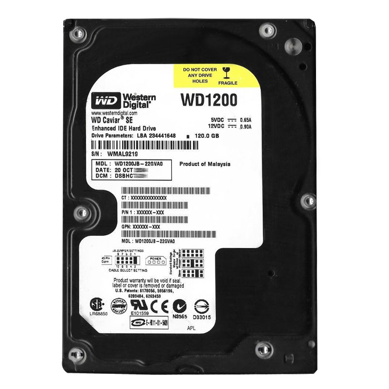Western Digital - 120GB 7.2K EIDE 3.5" 8MB Cache Hard Drive - WD1200JB-22GVA0