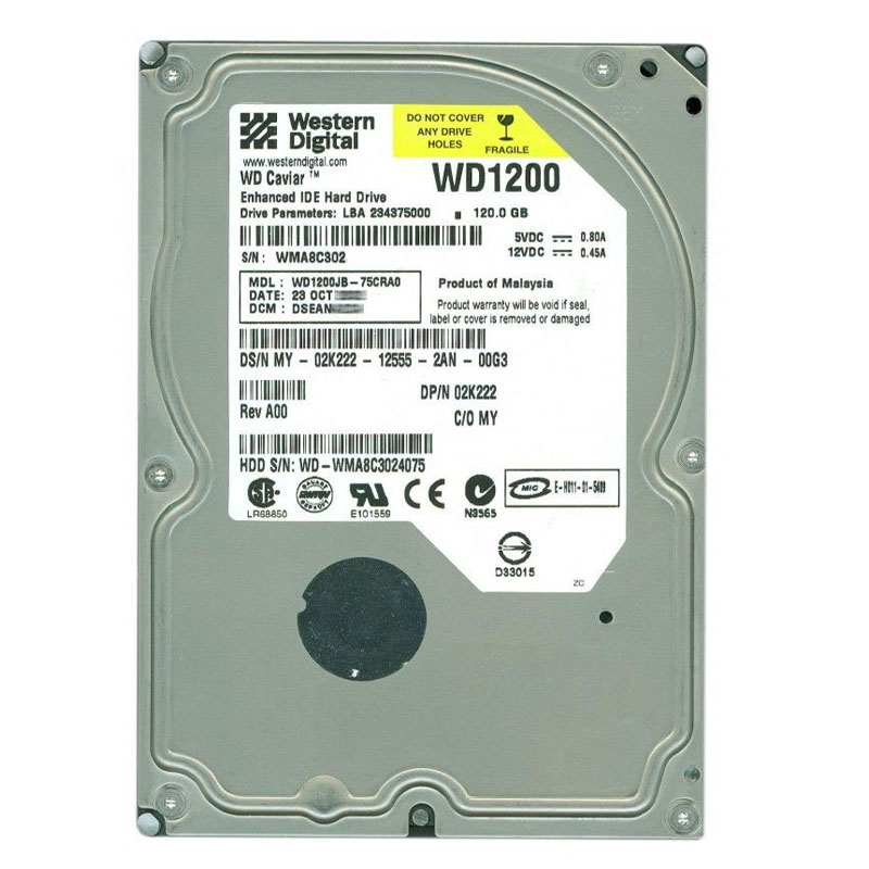 WD1200JB-75CRA0.jpg Western Digital - 120GB 7.2K EIDE 3.5" 8MB Cache Hard Drive - WD1200JB-75CRA0 - Image 1