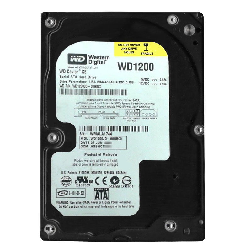 WD1200JD-00HBC0.jpg Western Digital - 120GB 7.2K SATA 1.5Gbps 3.5" 8MB Cache Hard Drive - WD1200JD-00HBC0 - Image 1