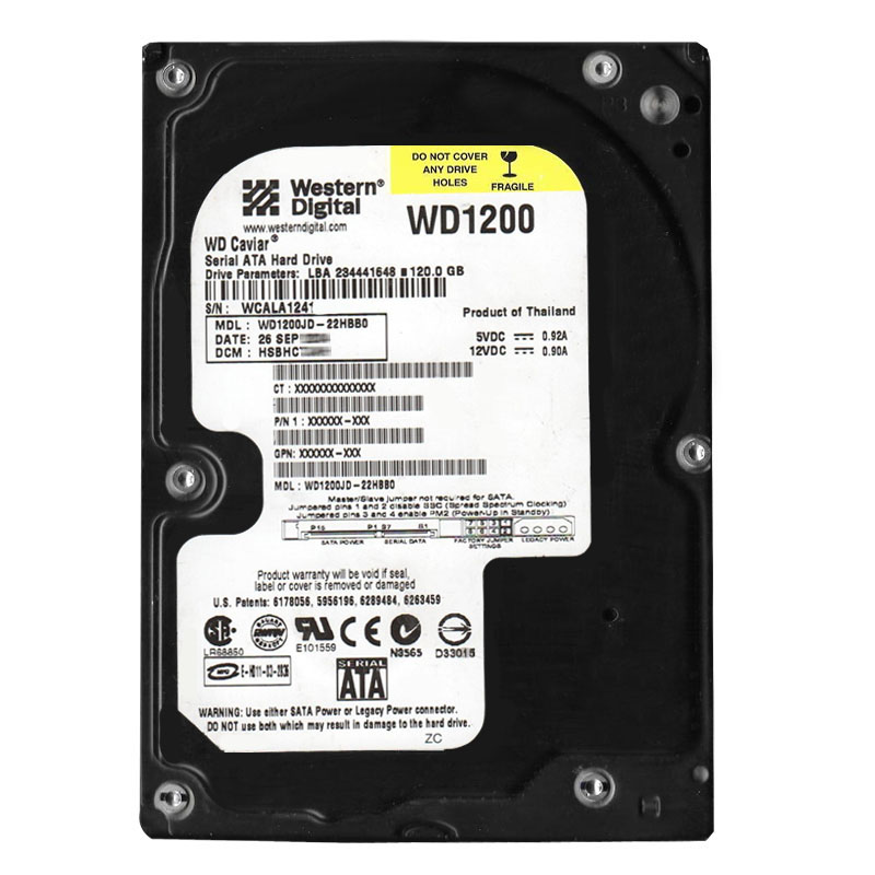 WD1200JD-22HBB0.jpg Western Digital - 120GB 7.2K SATA 1.5Gbps 3.5" 8MB Cache Hard Drive - WD1200JD-22HBB0 - Image 1