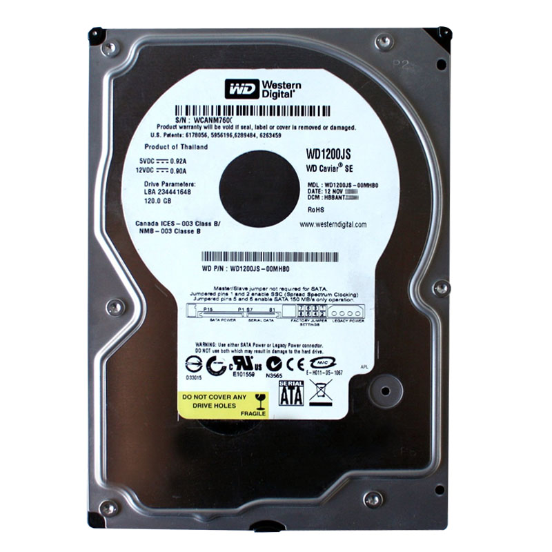 WD1200JS-00MHB0.jpg Western Digital - 120GB 7.2K SATA 3.0Gbps 3.5" 8MB Cache Hard Drive - WD1200JS-00MHB0 - Image 1