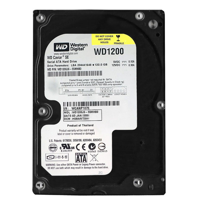 WD1200JS-55MHB0.jpg Western Digital - 120GB 7.2K SATA 3.0Gbps 3.5" 8MB Cache Hard Drive - WD1200JS-55MHB0 - Image 1