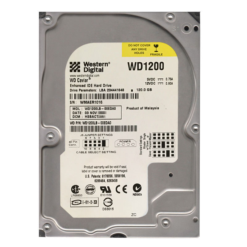 Western Digital - 120GB 7.2K EIDE 3.5" 2MB Cache Hard Drive - WD1200LB-00EDA0