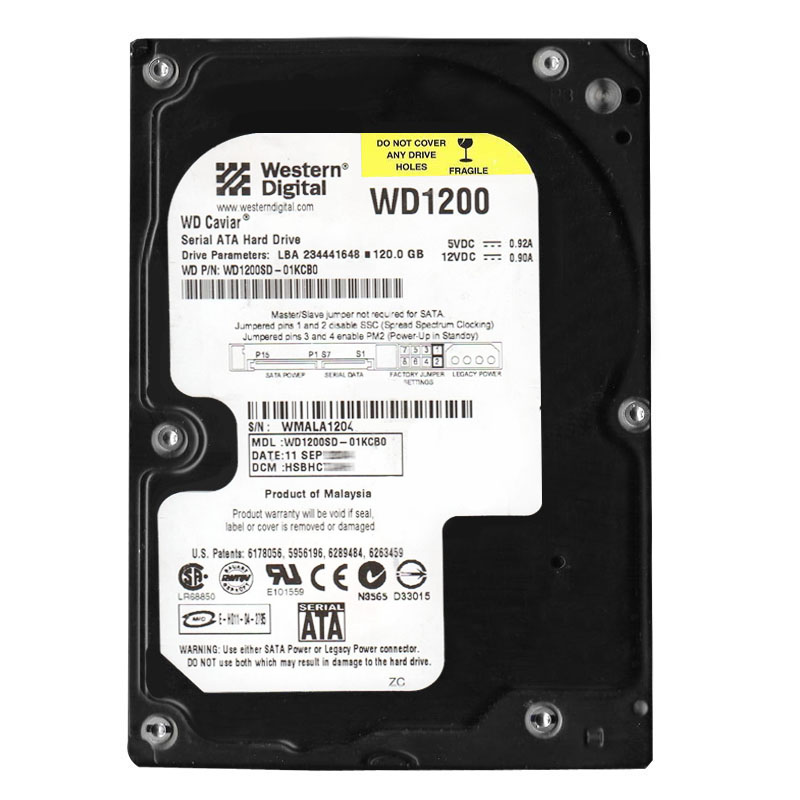 WD1200SD-01KCB0.jpg Western Digital - 120GB 7.2K SATA 1.5Gbps 3.5" 8MB Cache Hard Drive - WD1200SD-01KCB0 - Image 1
