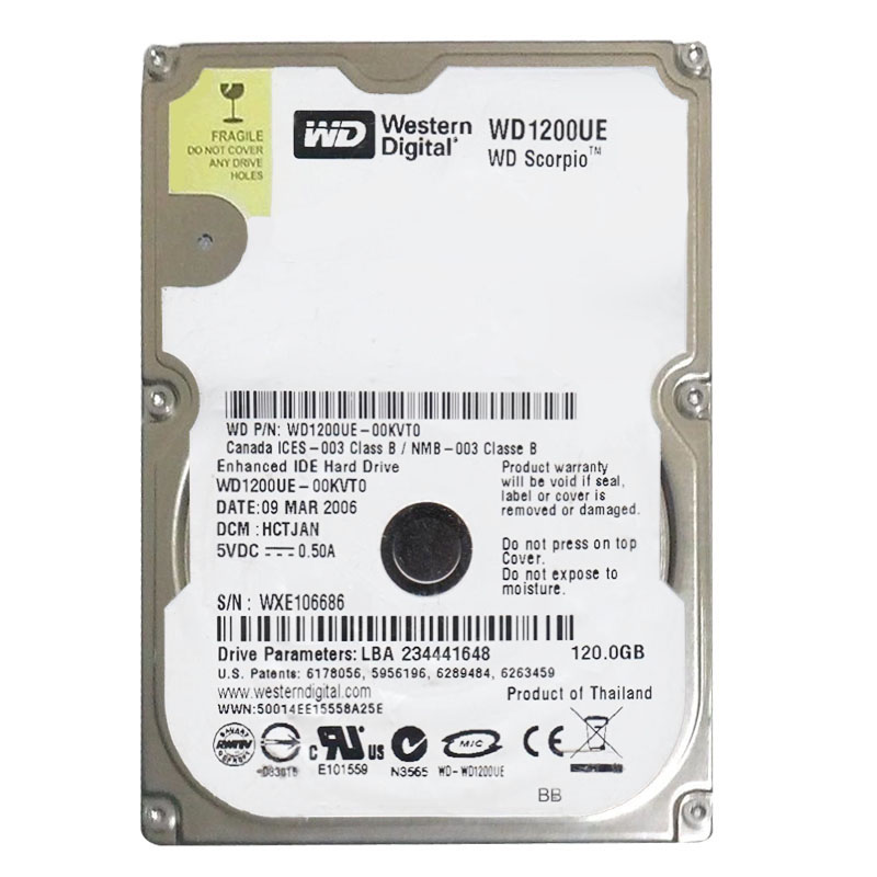 WD1200UE-00KVT0.jpg Western Digital - 120GB 5.4K ATA/100 2.5" 2MB Cache Hard Drive - WD1200UE-00KVT0 - Image 1