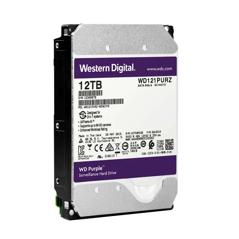 WD121PURZ.jpg Western Digital - 12TB 7.2K SATA 6.0Gbps 3.5" Hard Drive - WD121PURZ - Image 1