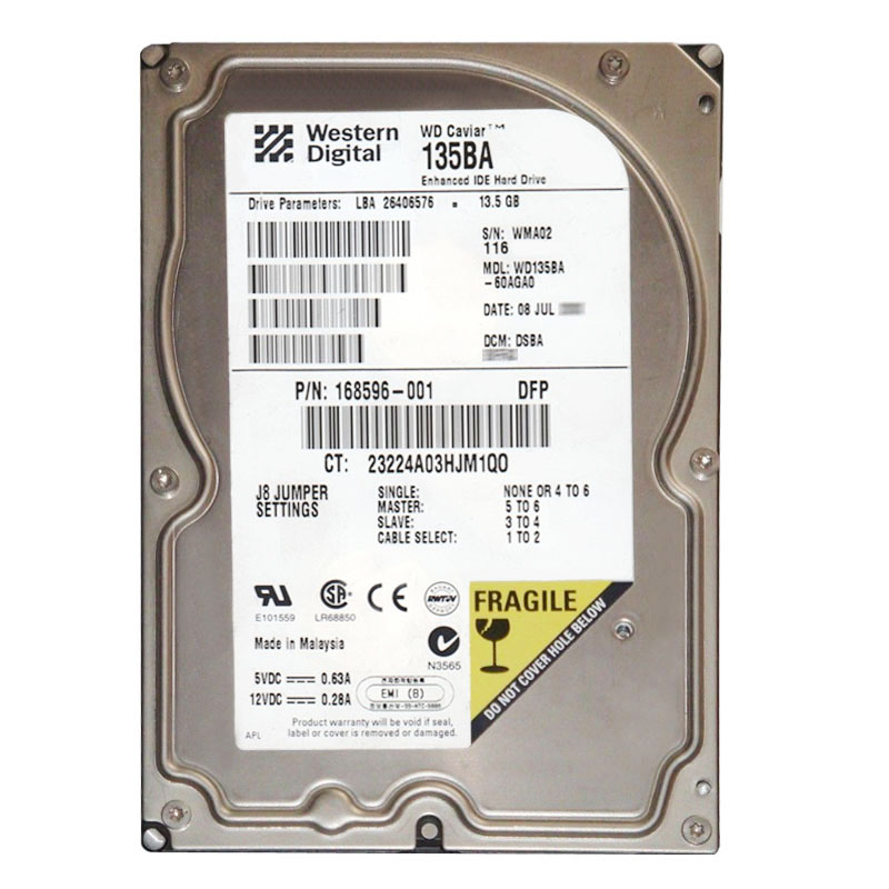 Western Digital - 13.5GB 7.2K IDE ATA/66 3.5" 2MB Cache Hard Drive - WD135BA-60AGA0