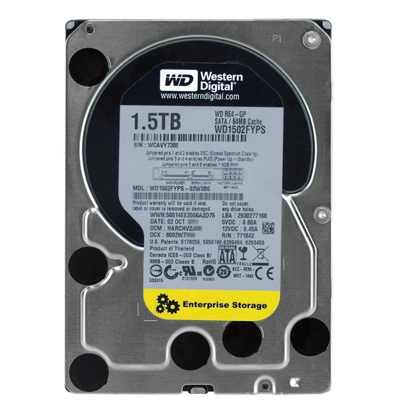 WD1502FYPS-02W3B0.jpg Western Digital - 1.5TB IntelliPower SATA 3.0Gbps 3.5" 64MB Hard Drive - WD1502FYPS-02W3B0 - Image 1