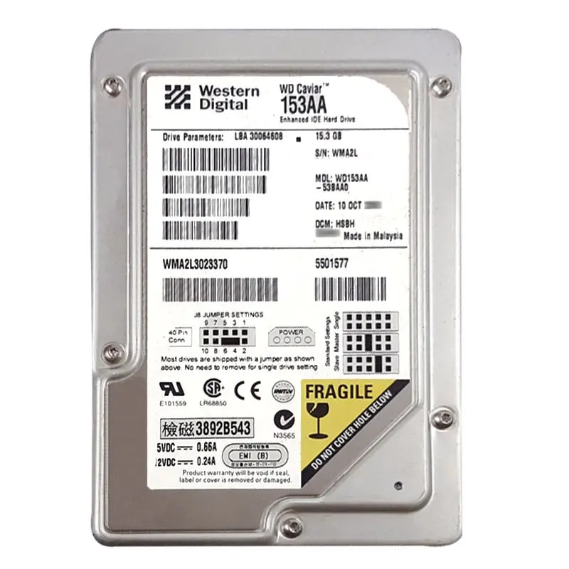 WD153AA-53BAA0.jpg Western Digital - 15.3GB 5.4K IDE 3.5" 2MB Cache Hard Drive - WD153AA-53BAA0 - Image 1