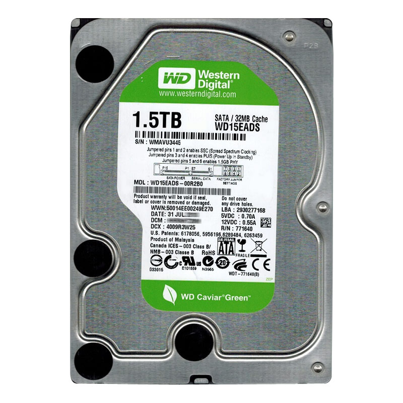 WD15EADS-00R2B0.jpg Western Digital - 1.5TB 7.2K SATA 3.0Gbps 3.5" 32MB Cache Hard Drive - WD15EADS-00R2B0 - Image 1