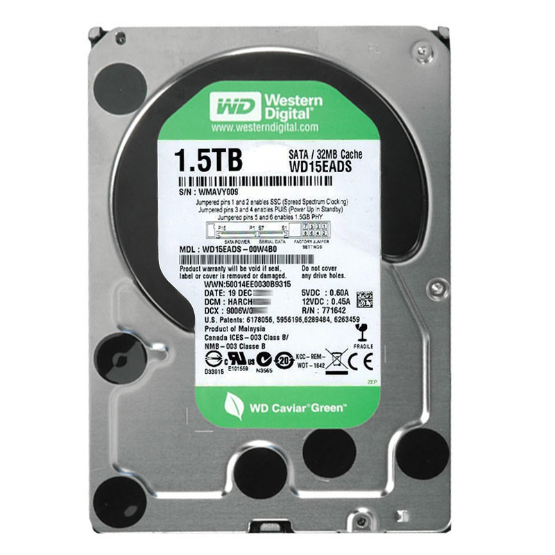 Western Digital - 1.5TB IntelliPower SATA 3.0Gbps 3.5" 32MB Cache Hard Drive - WD15EADS-00W4B0