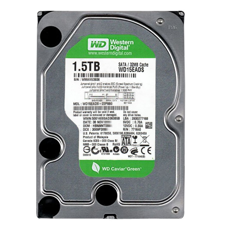Western Digital - 1.5TB IntelliPower SATA 3.0Gbps 3.5" 32MB Cache Hard Drive - WD15EADS-22P8B0