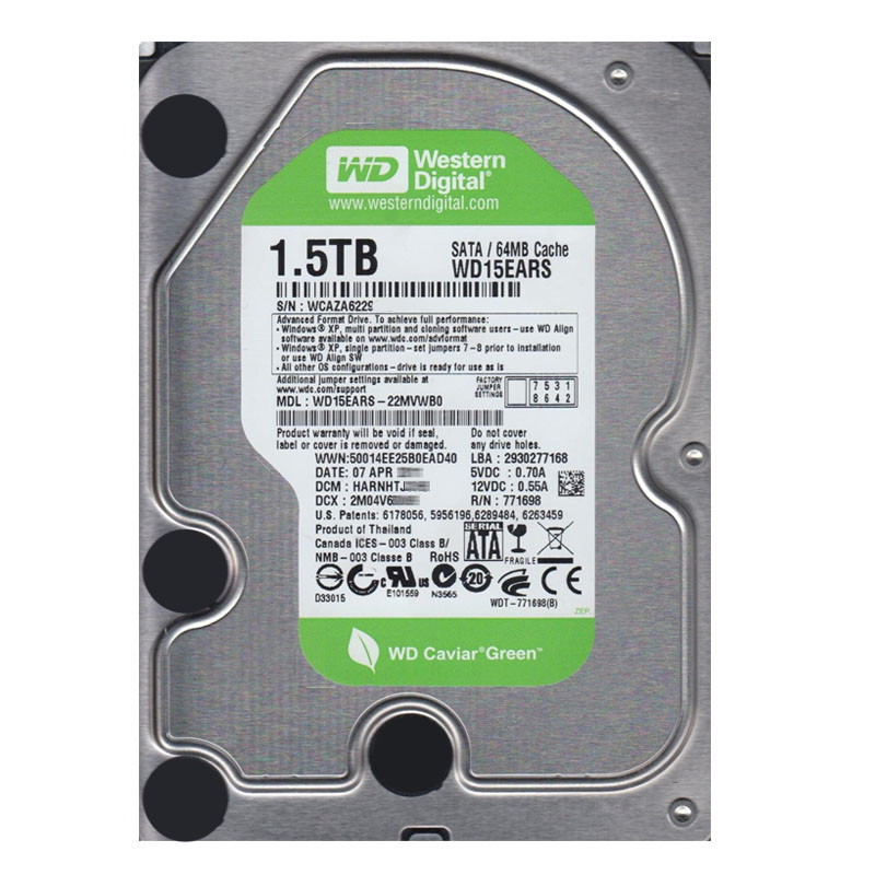 Western Digital - 1.5TB Intellipower SATA 3.0Gbps 3.5" 64MB Hard Drive - WD15EARS-22MVWB0