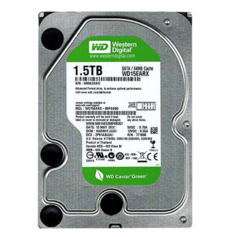 Western Digital - 1.5TB IntelliPower SATA 6.0Gbps 3.5" 64MB Hard Drive - WD15EARX-00PASB0