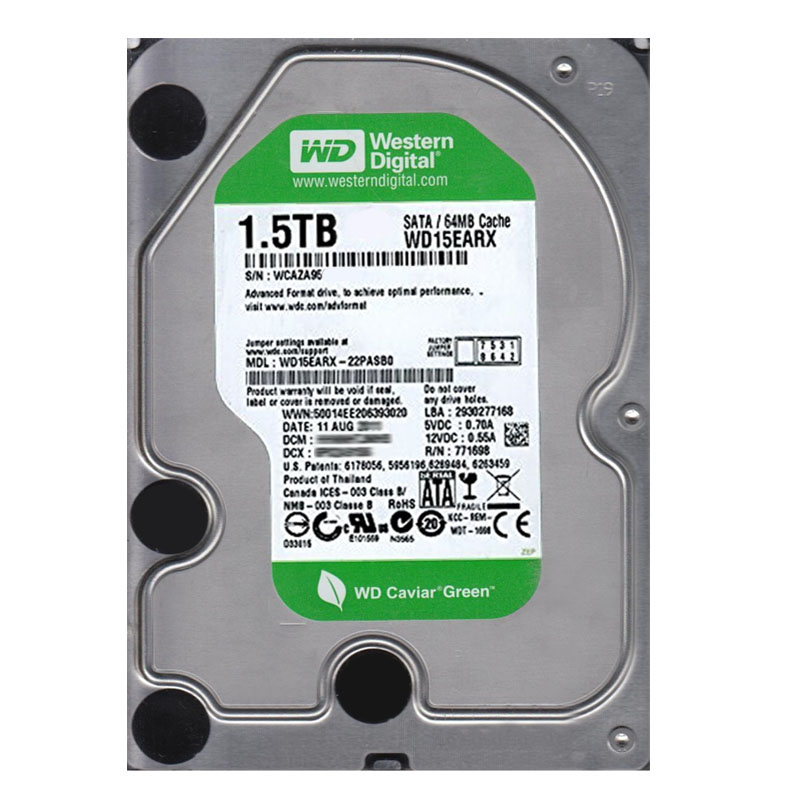 Western Digital - 1.5TB SATA 6.0Gbps 3.5" 64MB Cache Hard Drive - WD15EARX-22PASB0