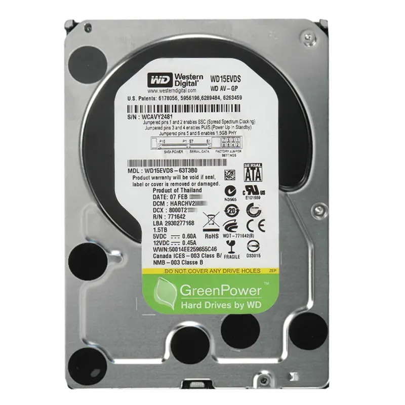 WD15EVDS-63T3B0.jpg Western Digital - 1.5TB IntelliPower SATA 3.0Gbps 3.5" 32MB Cache Hard Drive - WD15EVDS-63T3B0 - Image 1