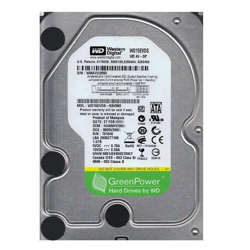 WD15EVDS-63V9B0.jpg Western Digital - 1.5TB IntelliPower SATA 3.0Gbps 3.5" 32MB Cache Hard Drive - WD15EVDS-63V9B0 - Image 1