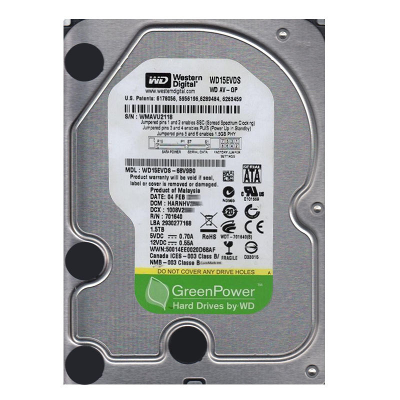 Western Digital - 1.5TB IntelliPower SATA 3.0Gbps 3.5" 32MB Cache Hard Drive - WD15EVDS-68V9B0