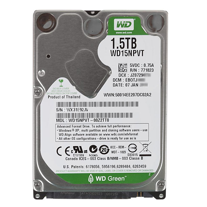 Western Digital - 1.5TB IntelliPower SATA 3.0Gbps 2.5" 8MB Hard Drive - WD15NPVT-00Z2TT0