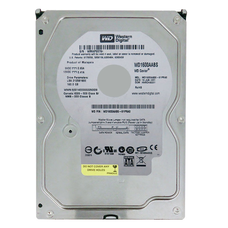 Western Digital - 160GB 7.2K SATA 3.0Gbps 3.5" 2MB Hard Drive - WD1600AABS-61PRA0