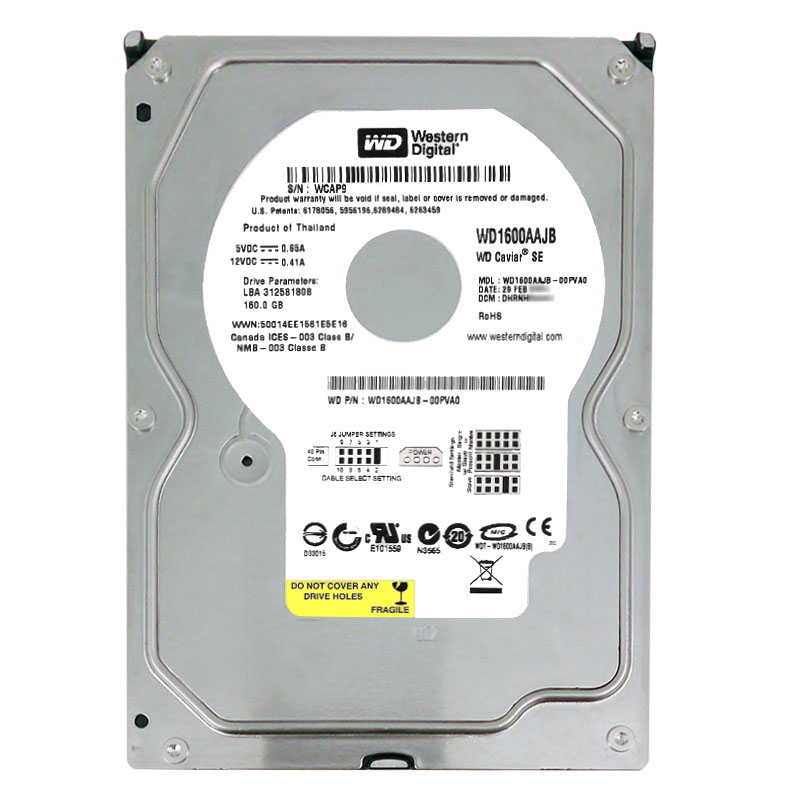 Western Digital - 160GB 7.2K IDE 3.5" 8MB Cache Hard Drive - WD1600AAJB-00PVA0