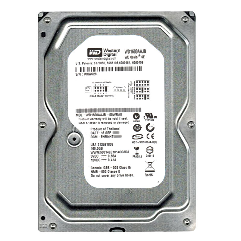 WD1600AAJB-00WRA0.jpg Western Digital - 160GB 7.2K IDE 3.5" 8MB Cache Hard Drive - WD1600AAJB-00WRA0 - Image 1
